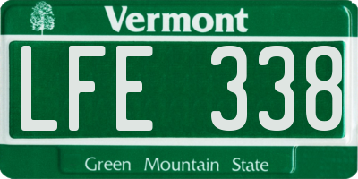 VT license plate LFE338