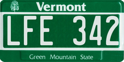 VT license plate LFE342