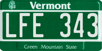 VT license plate LFE343