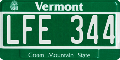VT license plate LFE344