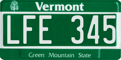 VT license plate LFE345