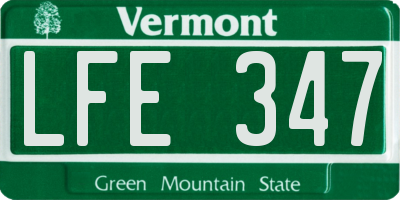 VT license plate LFE347