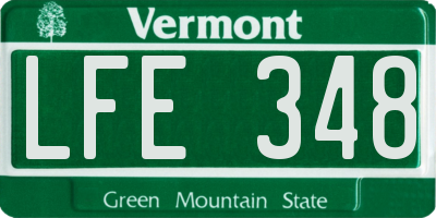 VT license plate LFE348
