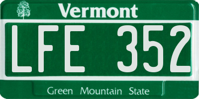 VT license plate LFE352