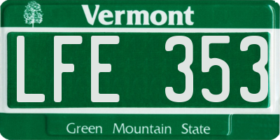 VT license plate LFE353