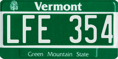 VT license plate LFE354