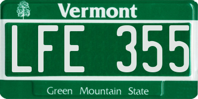 VT license plate LFE355