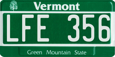 VT license plate LFE356