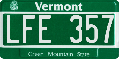 VT license plate LFE357