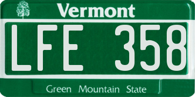 VT license plate LFE358