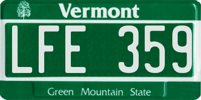 VT license plate LFE359