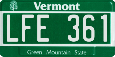 VT license plate LFE361