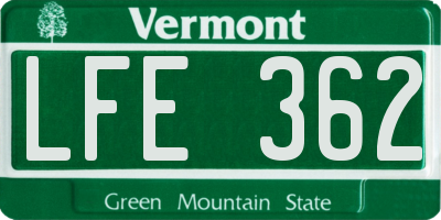 VT license plate LFE362