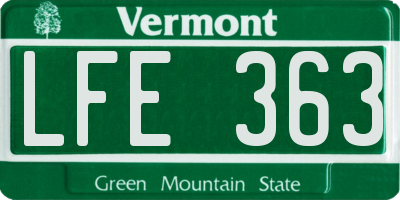 VT license plate LFE363