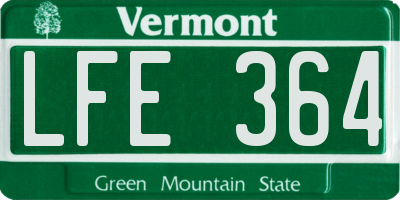 VT license plate LFE364