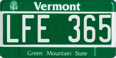 VT license plate LFE365