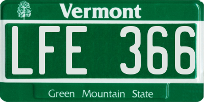 VT license plate LFE366