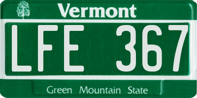 VT license plate LFE367
