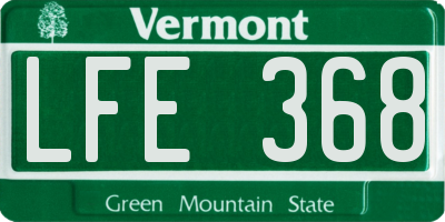 VT license plate LFE368