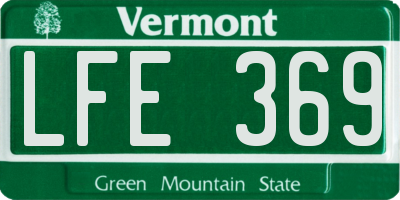 VT license plate LFE369