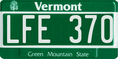 VT license plate LFE370