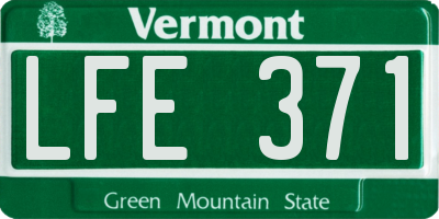VT license plate LFE371
