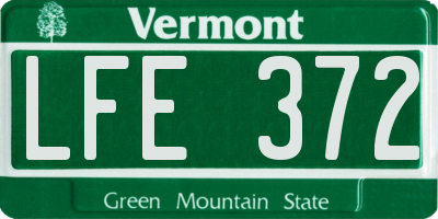 VT license plate LFE372