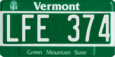 VT license plate LFE374