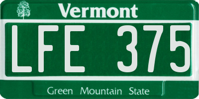VT license plate LFE375
