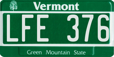 VT license plate LFE376