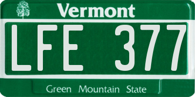 VT license plate LFE377
