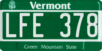 VT license plate LFE378