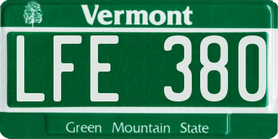 VT license plate LFE380