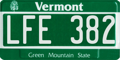 VT license plate LFE382