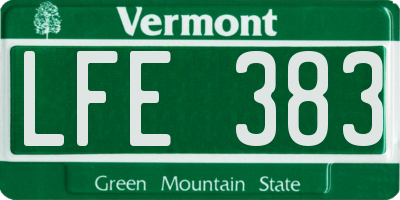 VT license plate LFE383