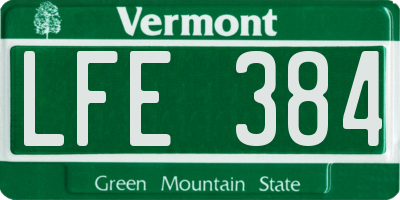 VT license plate LFE384