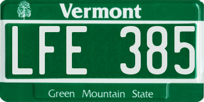 VT license plate LFE385