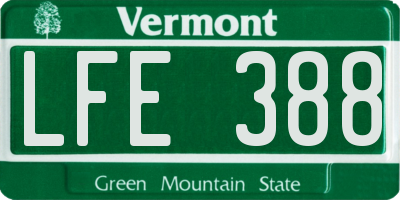 VT license plate LFE388
