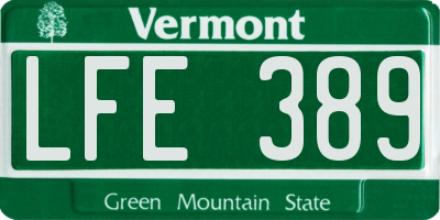 VT license plate LFE389