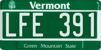 VT license plate LFE391