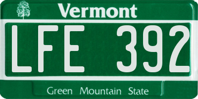 VT license plate LFE392