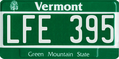 VT license plate LFE395