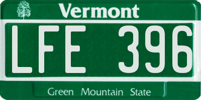 VT license plate LFE396