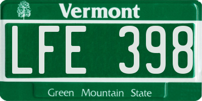 VT license plate LFE398