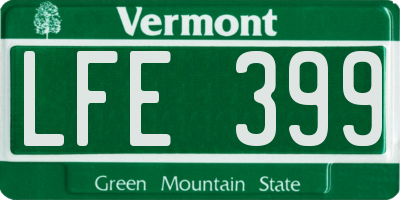 VT license plate LFE399