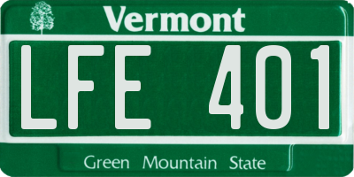VT license plate LFE401