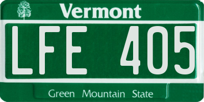 VT license plate LFE405