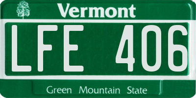 VT license plate LFE406