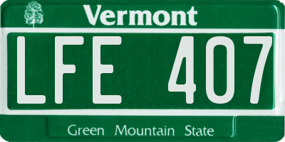 VT license plate LFE407