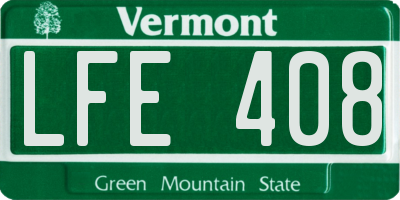 VT license plate LFE408